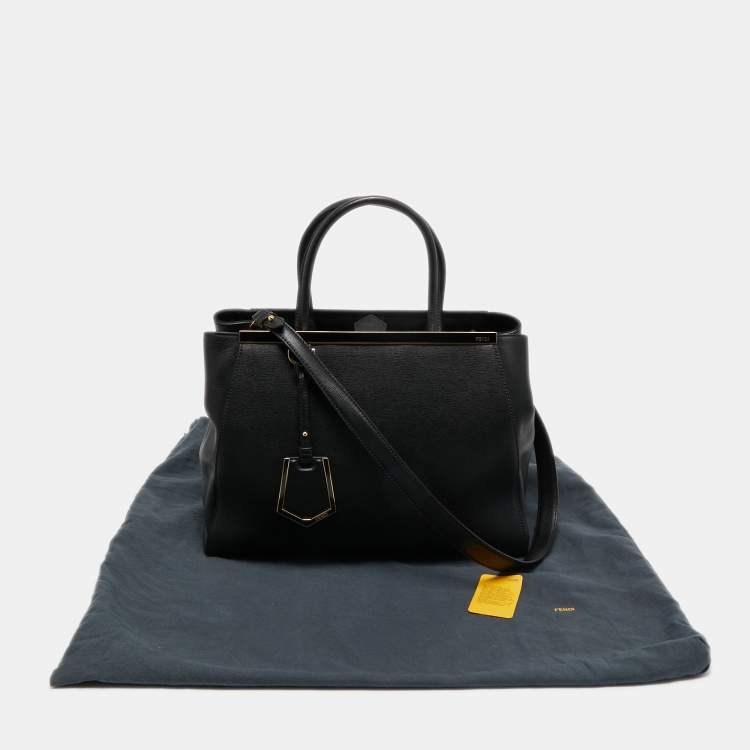 Pre Owned Fendi Black Leather Medium 2Jours Tote