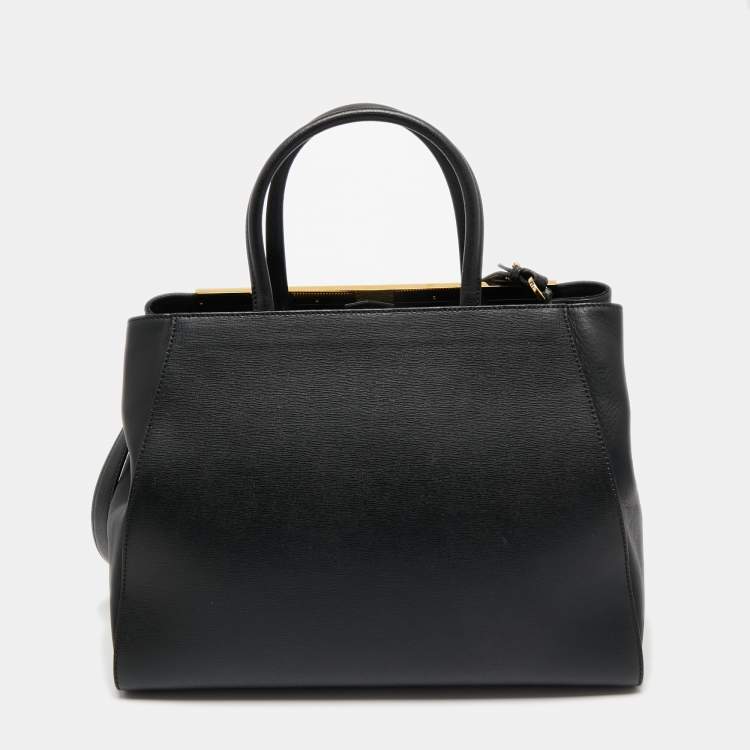 Pre Owned Fendi Black Leather Medium 2Jours Tote