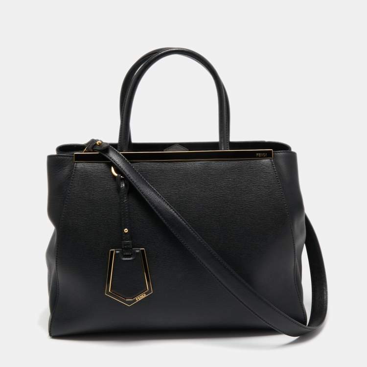 Pre Owned Fendi Black Leather Medium 2Jours Tote