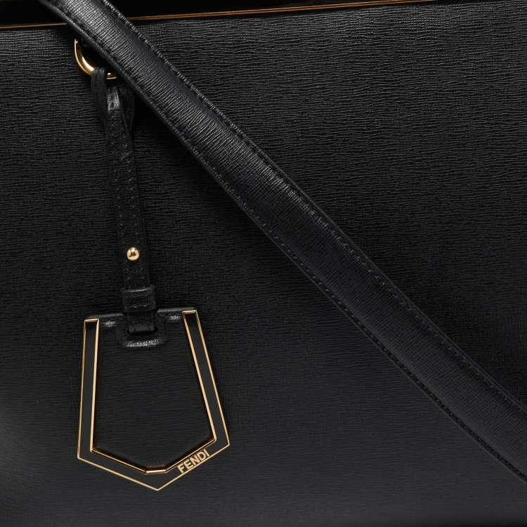 Pre Owned Fendi Black Leather Medium 2Jours Tote