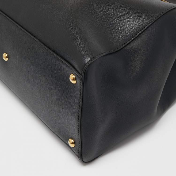 Pre Owned Fendi Black Leather Medium 2Jours Tote