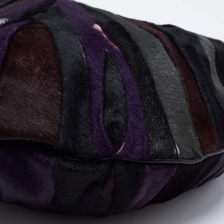Pre Owned Fendi Multicolor Calf Hair and Leather Oyster Hobo
