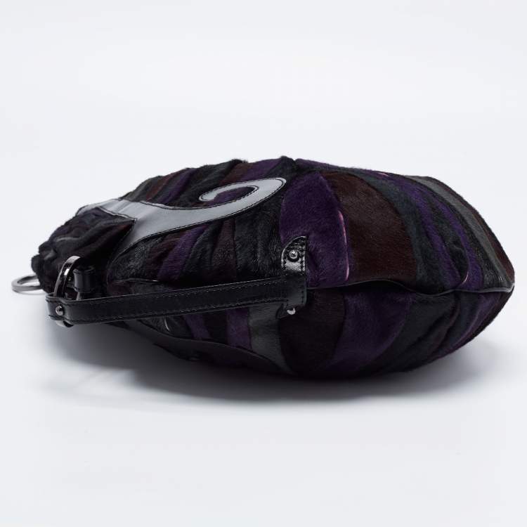 Pre Owned Fendi Multicolor Calf Hair and Leather Oyster Hobo
