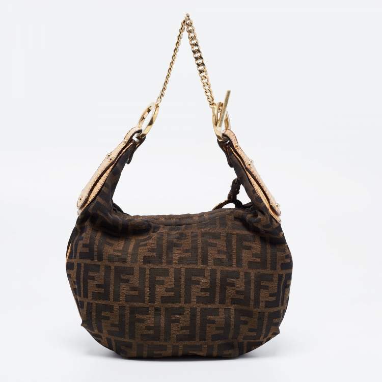 Pre Owned Fendi  Brown Zucca Canvas Shoulder Bag