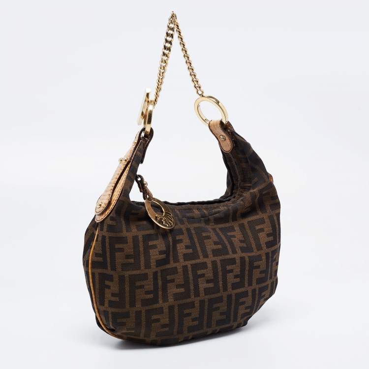 Pre Owned Fendi  Brown Zucca Canvas Shoulder Bag