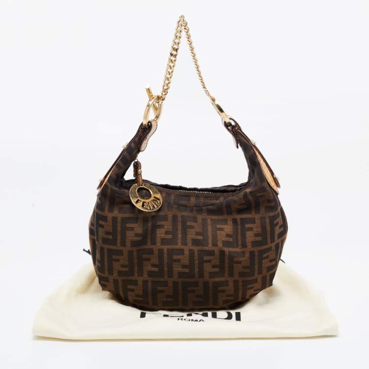 Pre Owned Fendi  Brown Zucca Canvas Shoulder Bag