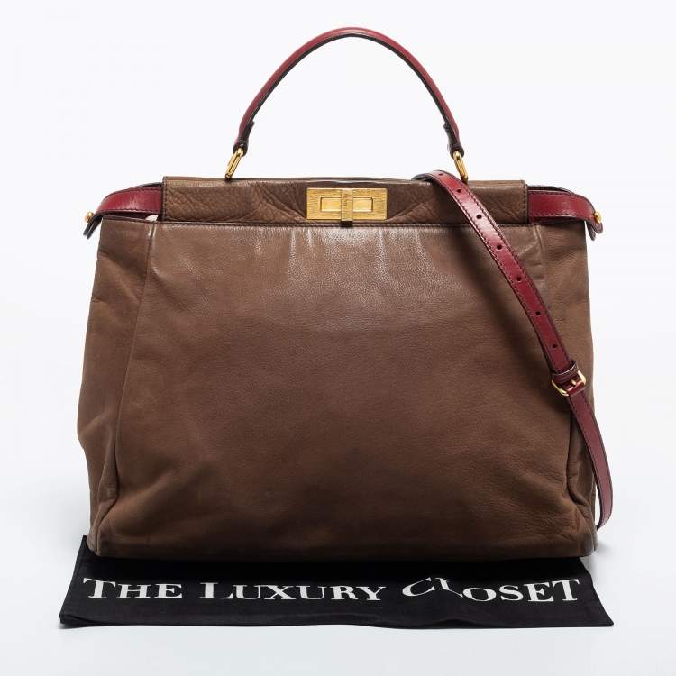مملوكة مسبقًا Fendi Brown Leather Peekaboo Large Top Handle Bag