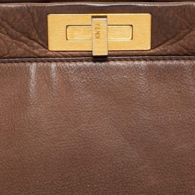 مملوكة مسبقًا Fendi Brown Leather Peekaboo Large Top Handle Bag