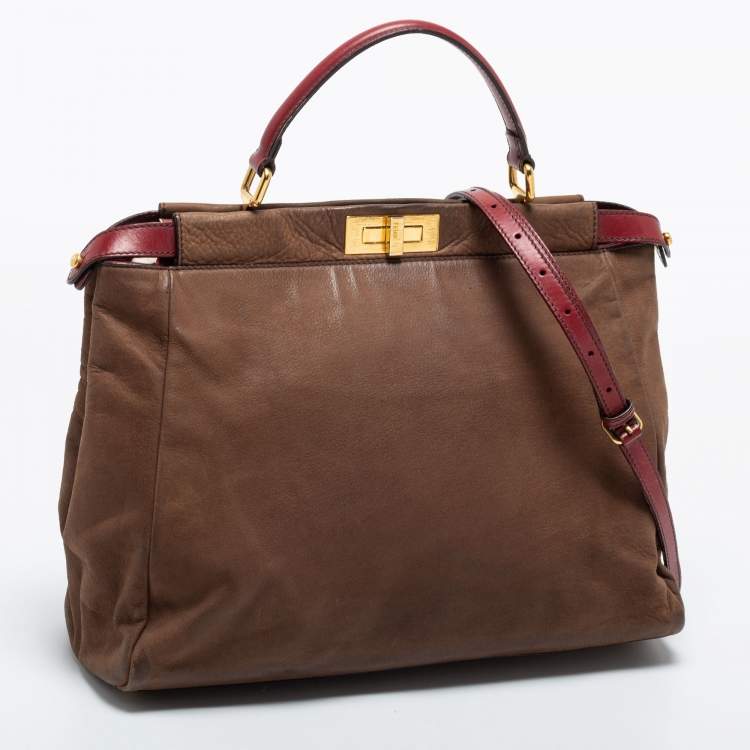 مملوكة مسبقًا Fendi Brown Leather Peekaboo Large Top Handle Bag