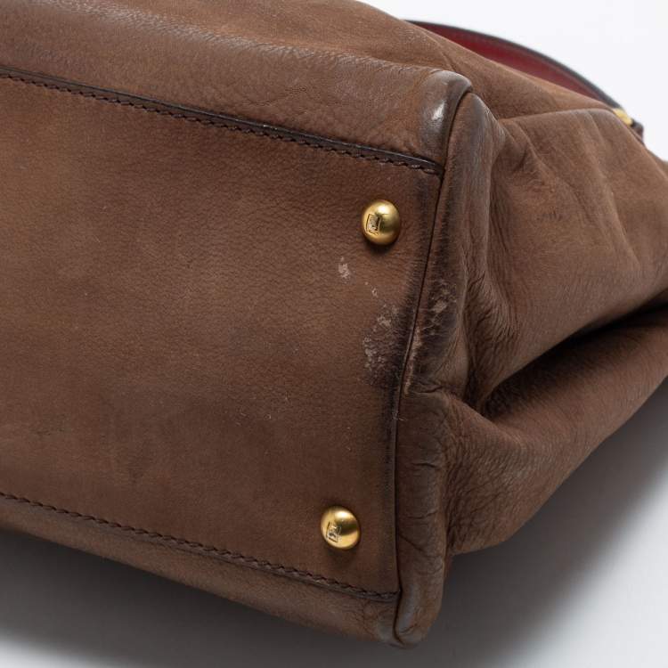 مملوكة مسبقًا Fendi Brown Leather Peekaboo Large Top Handle Bag