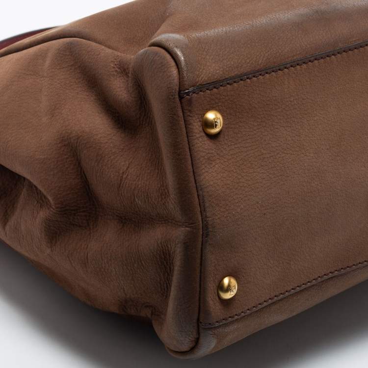 مملوكة مسبقًا Fendi Brown Leather Peekaboo Large Top Handle Bag