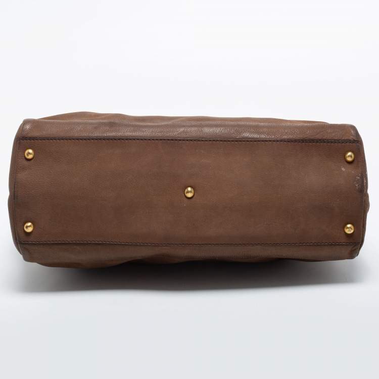 مملوكة مسبقًا Fendi Brown Leather Peekaboo Large Top Handle Bag