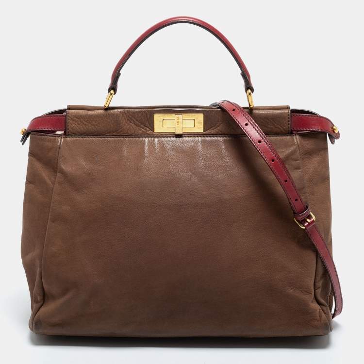 مملوكة مسبقًا Fendi Brown Leather Peekaboo Large Top Handle Bag