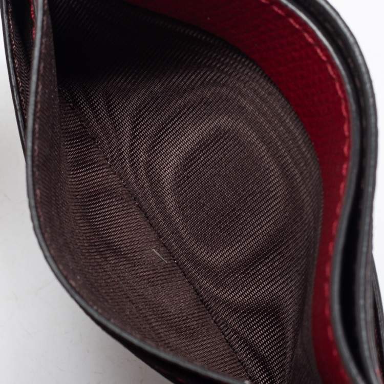 Pre Owned Fendi Red/Brown Zucca Print Leather Card Holder