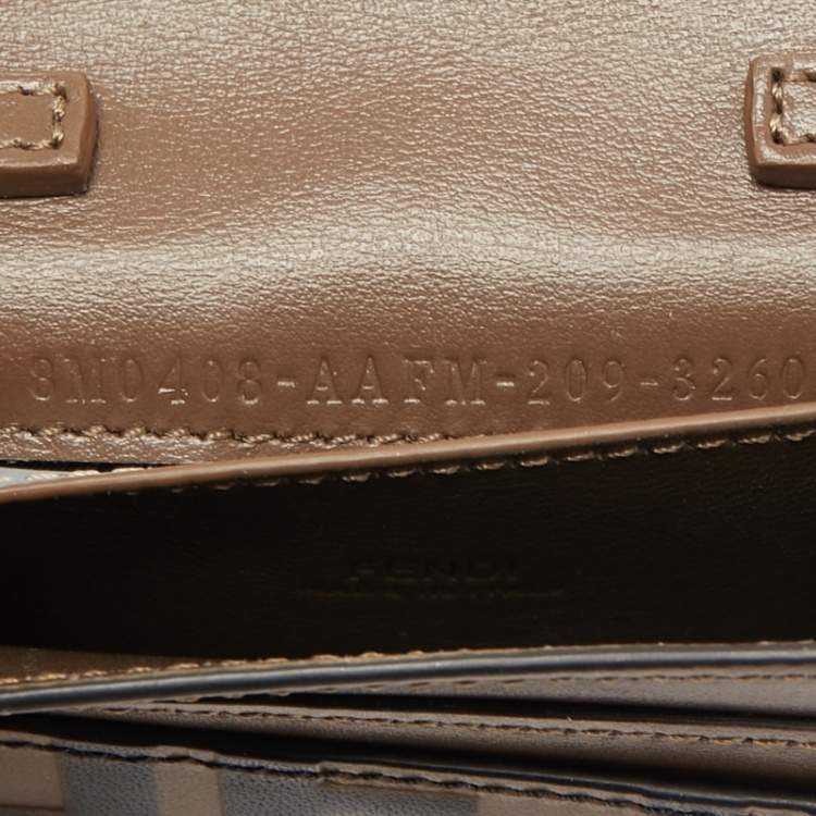 Pre Owned Fendi Brown/Black Zucca Leather Mini F is Fendi Wallet on Chain