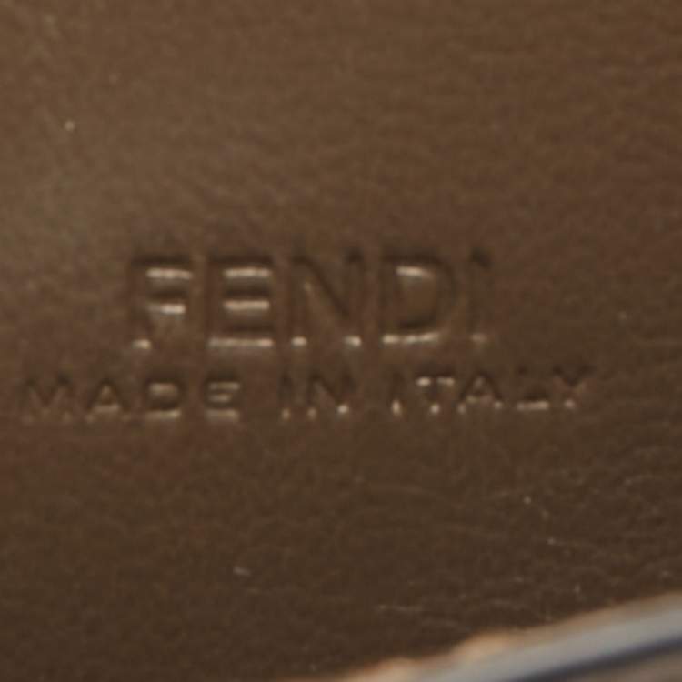 Pre Owned Fendi Brown/Black Zucca Leather Mini F is Fendi Wallet on Chain