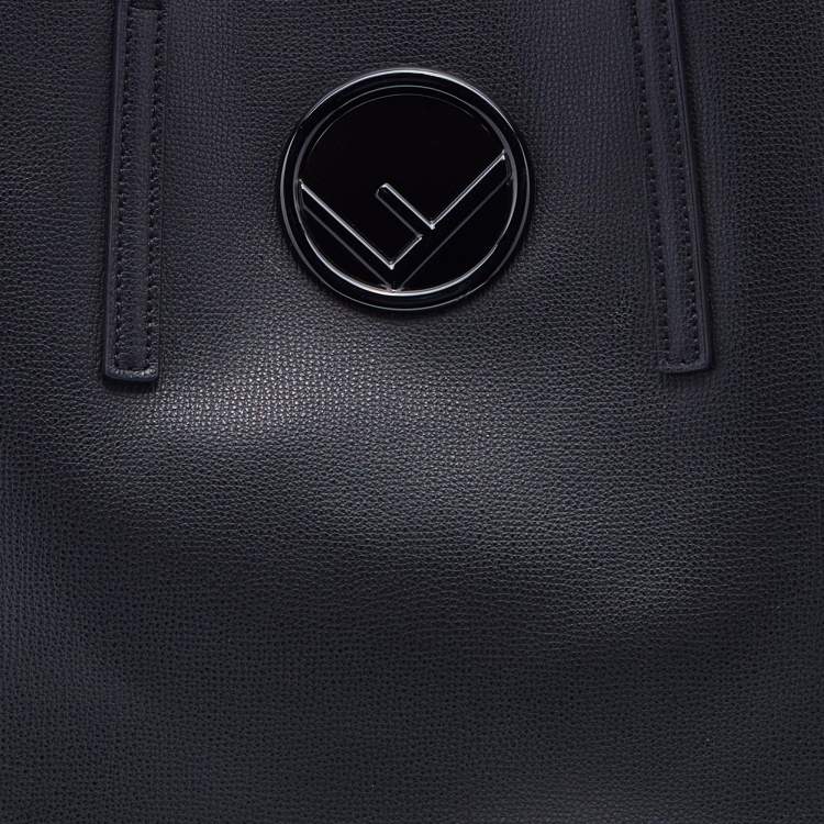 Pre Owned Fendi Black Cutout Leather Kan I Shopper Tote 