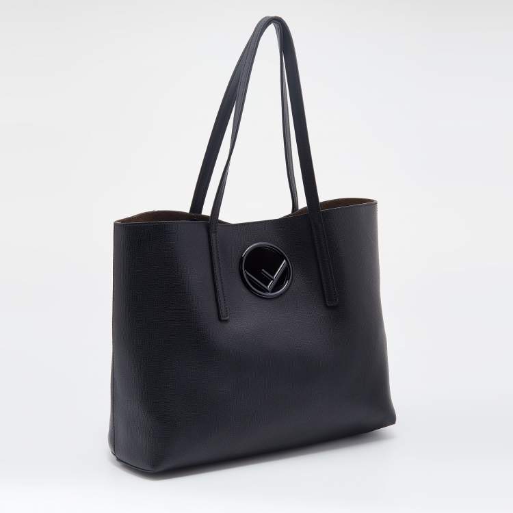 Pre Owned Fendi Black Cutout Leather Kan I Shopper Tote 