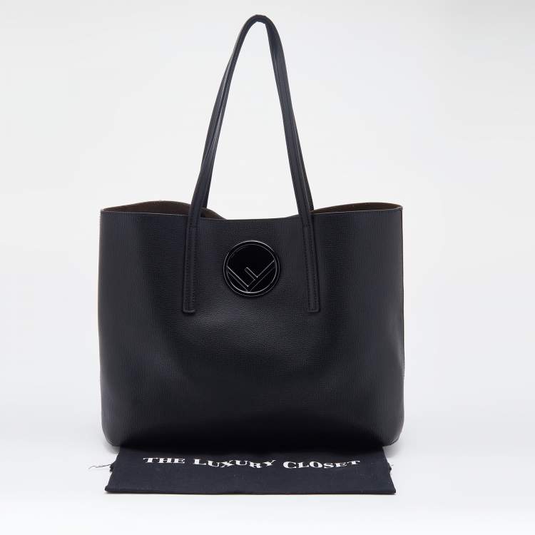 Pre Owned Fendi Black Cutout Leather Kan I Shopper Tote 
