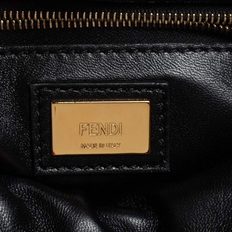 مملوكة مسبقًا Fendi Black Leather Mini Peekaboo Top Handle Bag