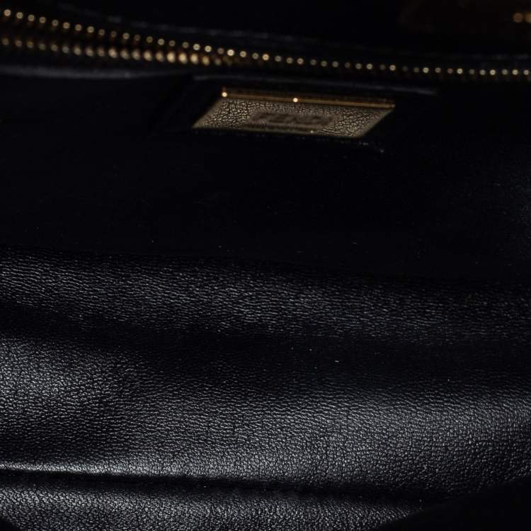 مملوكة مسبقًا Fendi Black Leather Mini Peekaboo Top Handle Bag