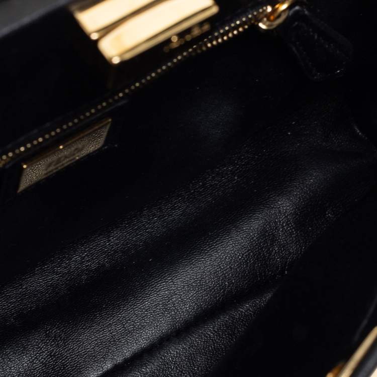 مملوكة مسبقًا Fendi Black Leather Mini Peekaboo Top Handle Bag