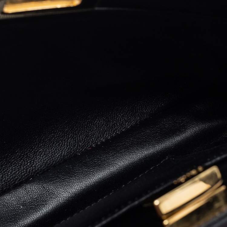 مملوكة مسبقًا Fendi Black Leather Mini Peekaboo Top Handle Bag