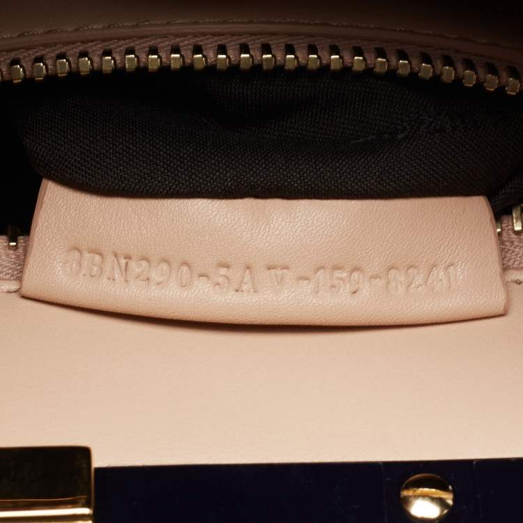 Pre Owned Fendi Dark Blue Leather Medium Peekaboo Top Handle Bag