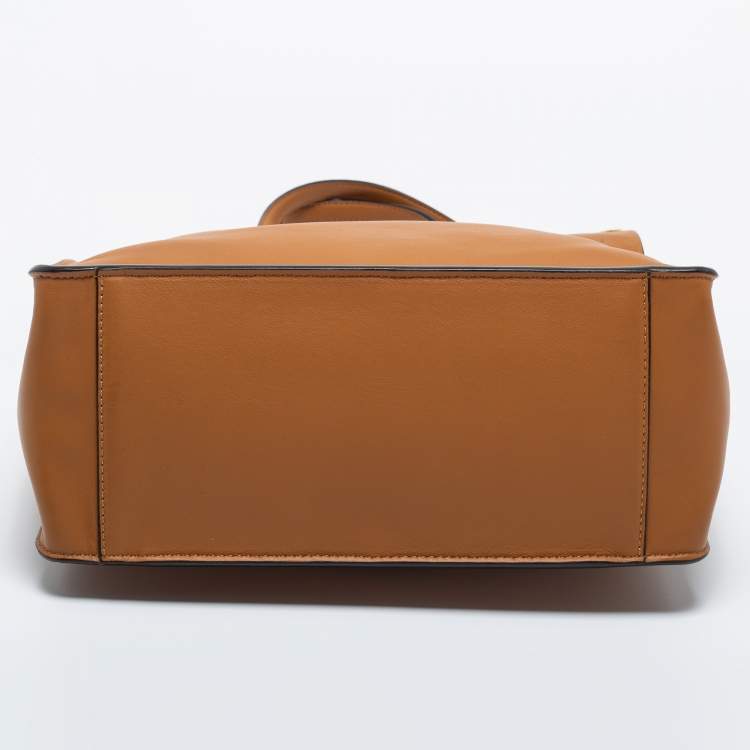 Pre Owned Fendi Tan Leather and Suede Flip Tote