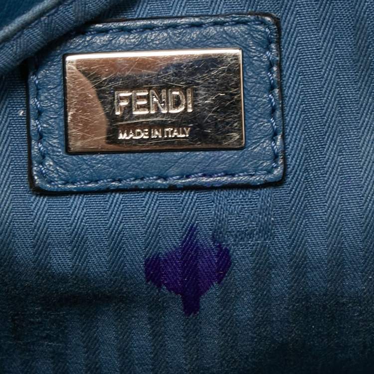 Pre Owned Fendi Blue Leather Small 2Jours Tote