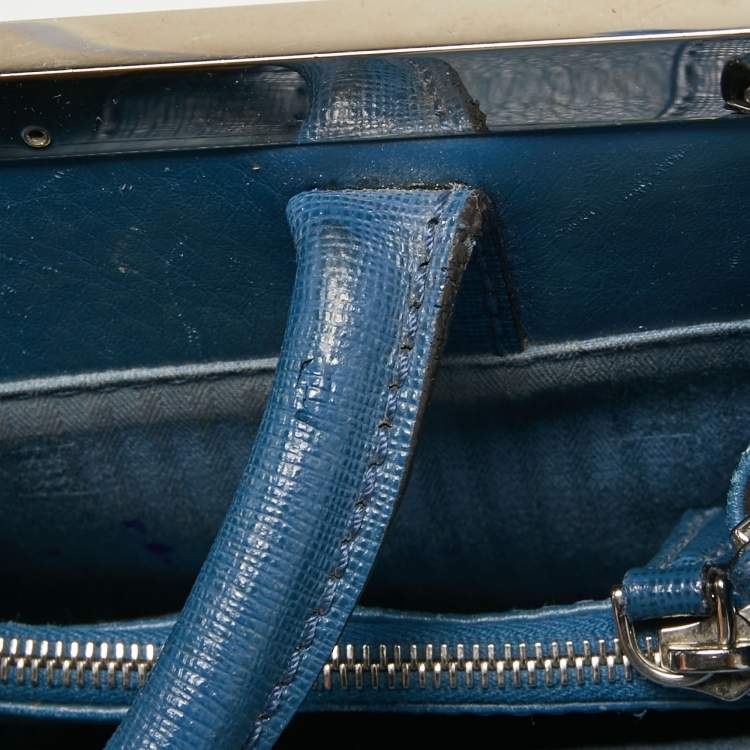 Pre Owned Fendi Blue Leather Small 2Jours Tote