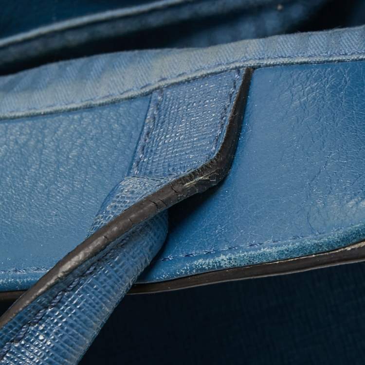 Pre Owned Fendi Blue Leather Small 2Jours Tote
