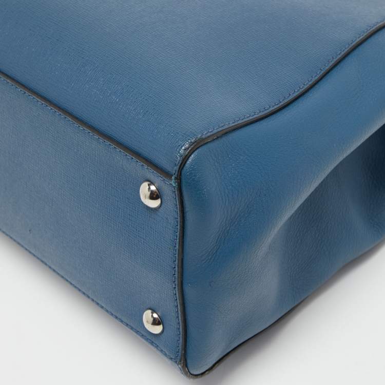 Pre Owned Fendi Blue Leather Small 2Jours Tote