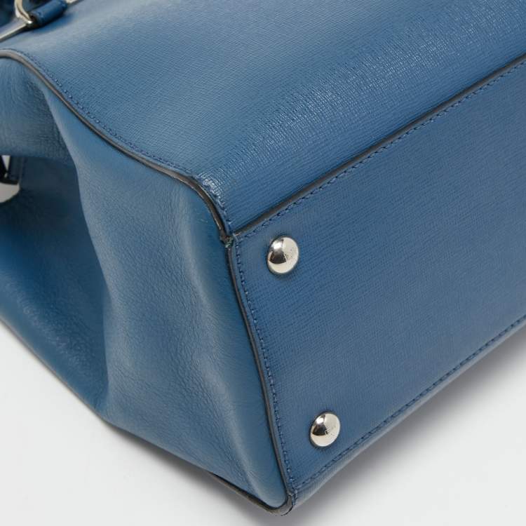 Pre Owned Fendi Blue Leather Small 2Jours Tote