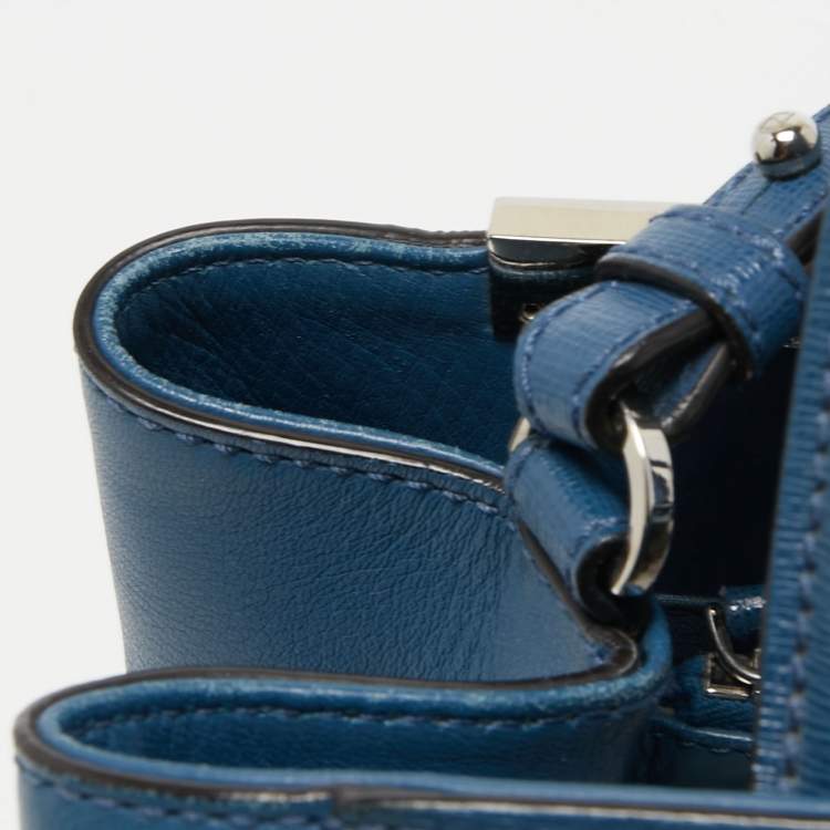 Pre Owned Fendi Blue Leather Small 2Jours Tote