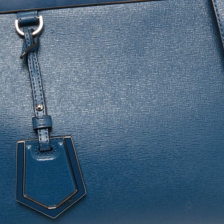 Pre Owned Fendi Blue Leather Small 2Jours Tote