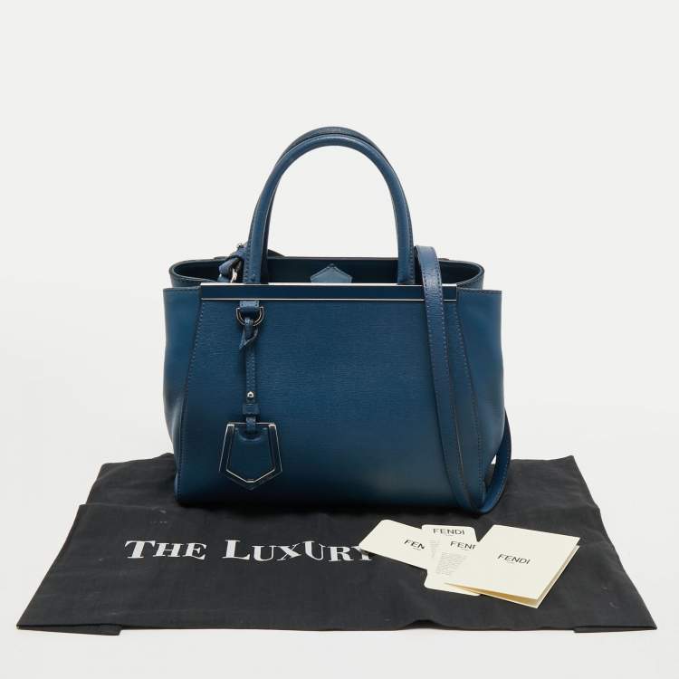 Pre Owned Fendi Blue Leather Small 2Jours Tote