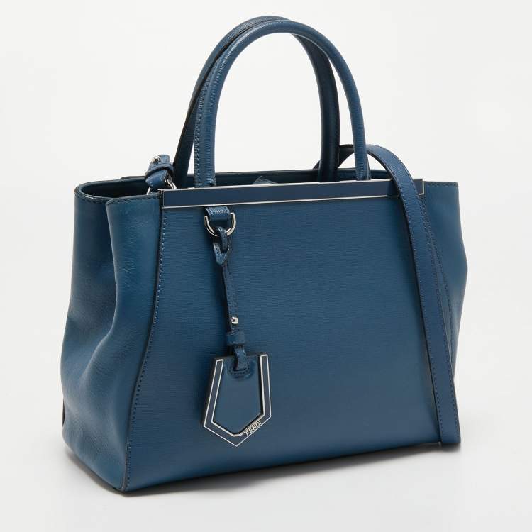 Pre Owned Fendi Blue Leather Small 2Jours Tote