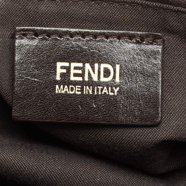 Pre Owned Fendi Tobacco Zucca Canvas and Leather Maxi Baguette Shoulder Bag