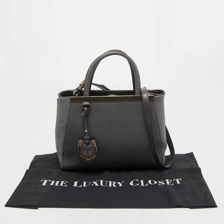 Pre Owned Fendi Grey Leather Small 2Jours Tote