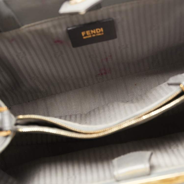 Pre Owned Fendi Grey Leather Small 2Jours Tote