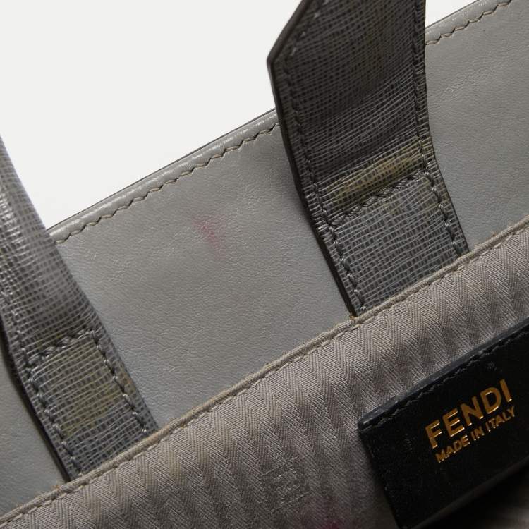 Pre Owned Fendi Grey Leather Small 2Jours Tote