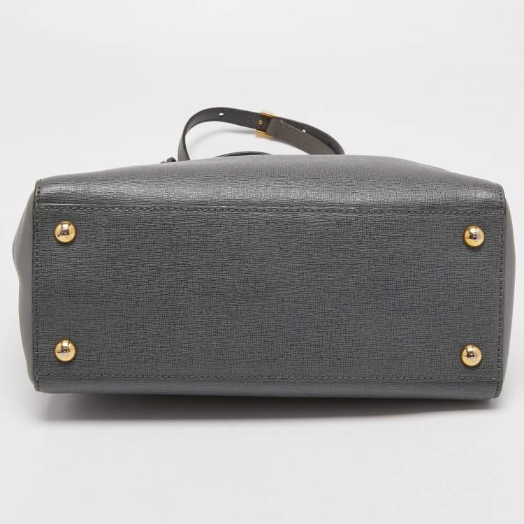 Pre Owned Fendi Grey Leather Small 2Jours Tote
