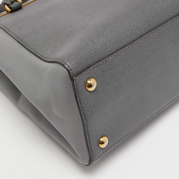Pre Owned Fendi Grey Leather Small 2Jours Tote