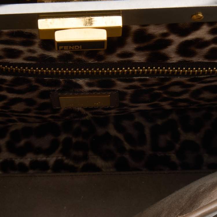 مملوكة مسبقًا Fendi Grey Leather Medium Peekaboo Top Handle Bag