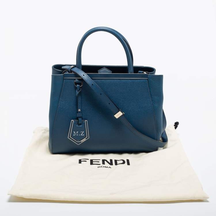 Pre Owned Fendi Blue Leather Small 2Jours Tote