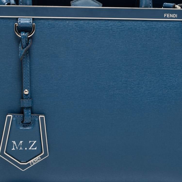 Pre Owned Fendi Blue Leather Small 2Jours Tote