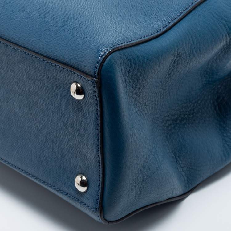 Pre Owned Fendi Blue Leather Small 2Jours Tote