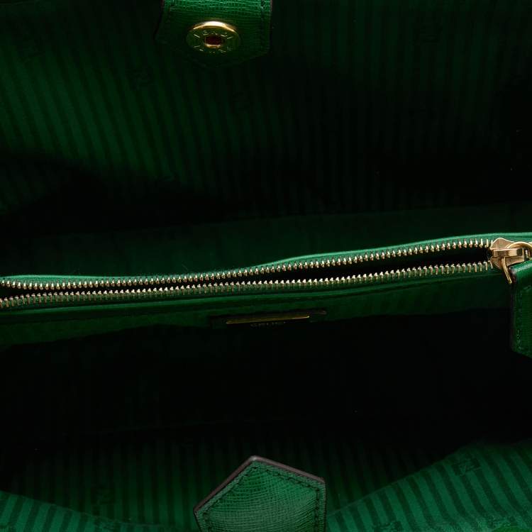 Pre Owned Fendi Green Leather Petite Sac 2jours Tote