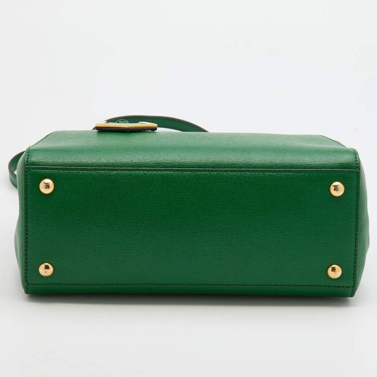 Pre Owned Fendi Green Leather Petite Sac 2jours Tote